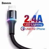 Kabel Charger Lightning Halo LED Baseus Fast Charging - Gusti Warung Online