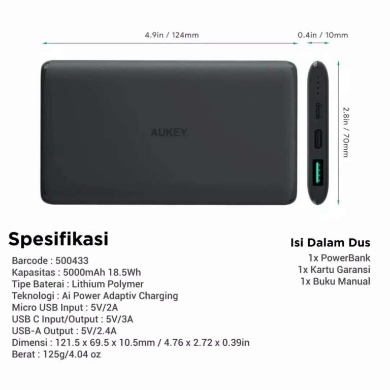 Powerbank Aukey PBXN5 PB-XN5 5000mAh - Gusti Warung Online