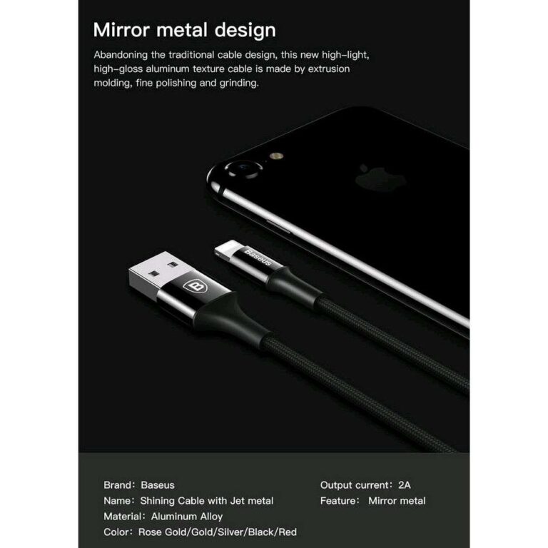 Kabel Baseus Mirror Metal Design with White Indicator Light - Gusti Warung Online